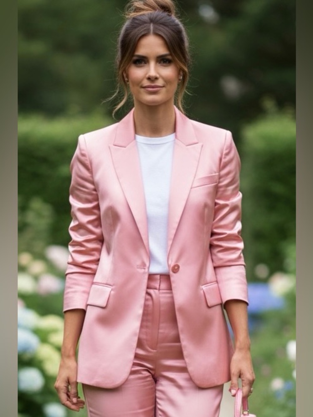 Alice + Olivia Denny Satin Boyfriend Blazer Primrose Pink NWOT Sz 6